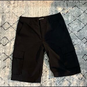 Black Repair Cargo Shorts